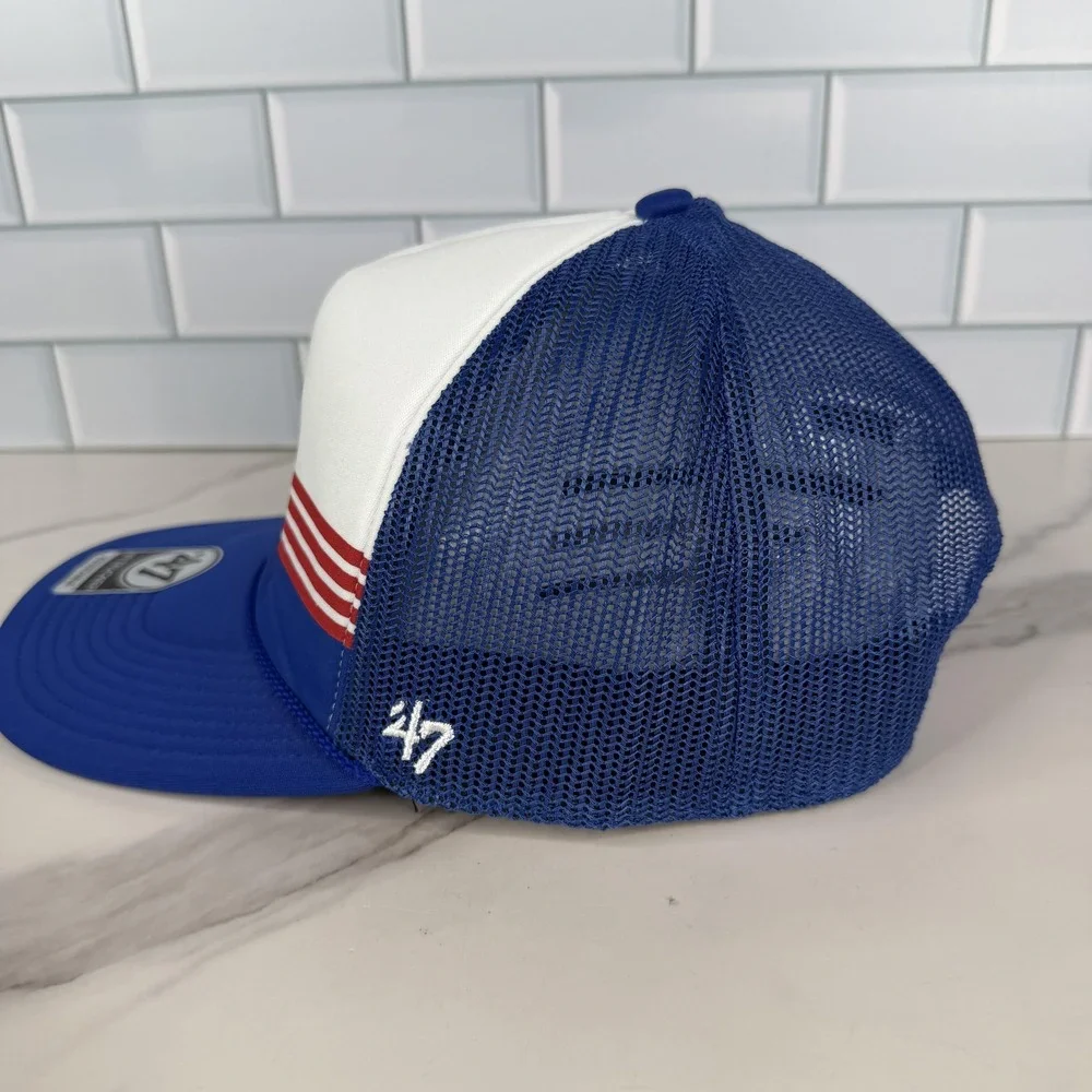 Texas Rangers Hat Cap Snap Back Mens One Size Blue White MLB Baseball 47 Trucker